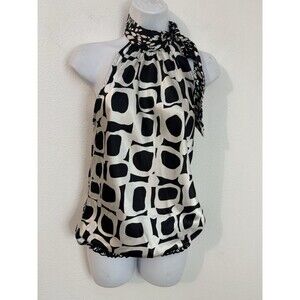 Vintage 90s y2k halter top heart & soul silky Mod handkerchief Tie Black White M